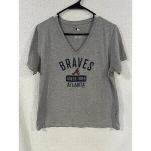 Women’s Atlanta Braves Shirt, XL, Gray, Brand New, V Neck Very Cool, New